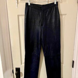 🖤 Ellen Tracy Navy Leather High-Waist Pants – Size 2